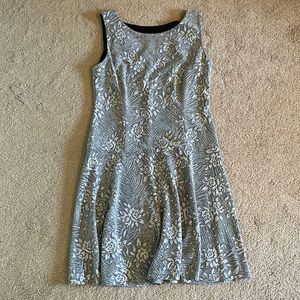 Connected Apparel Silver embellished midi dress. Size 8